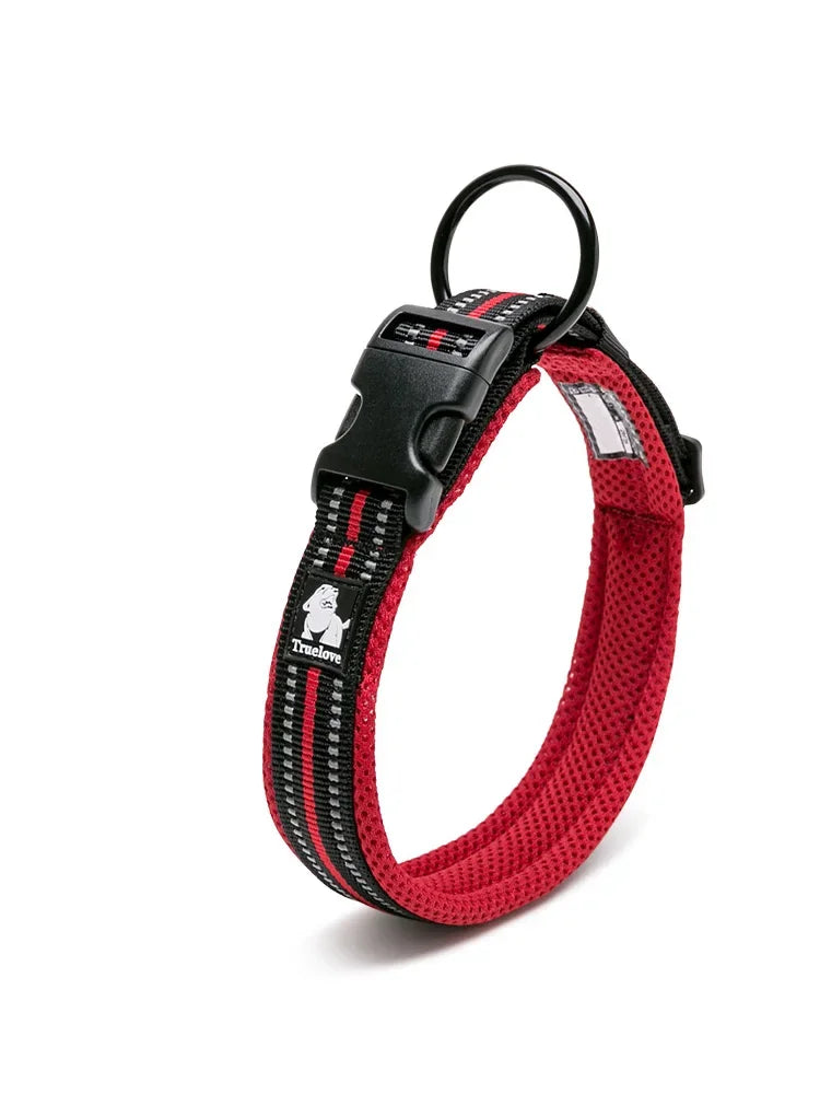 Truelove Cat, Dog Collar, Nylon Adjustable Webbing, Padded Soft Reflective Durable Heavy Duty Training