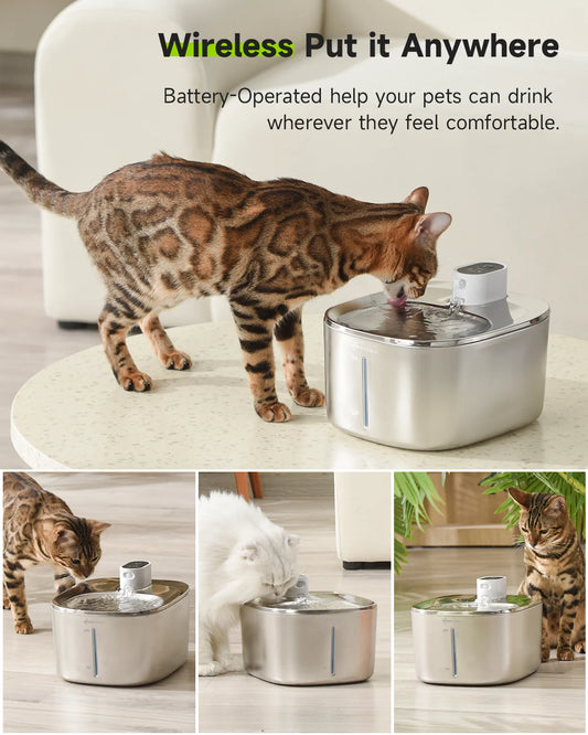 APETDOLA 4L Wireless Cat Water Fountain Auto Sensor For Cats and Dog