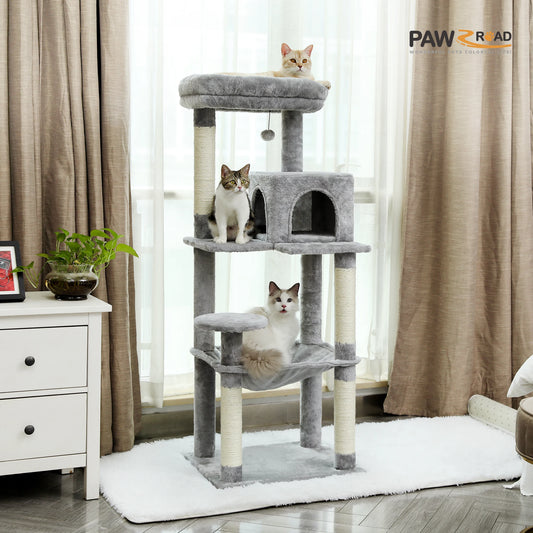Cat Tree for Indoor, 5-Level Cat Tower for Large Cats, Sisal Covered Scratching Posts