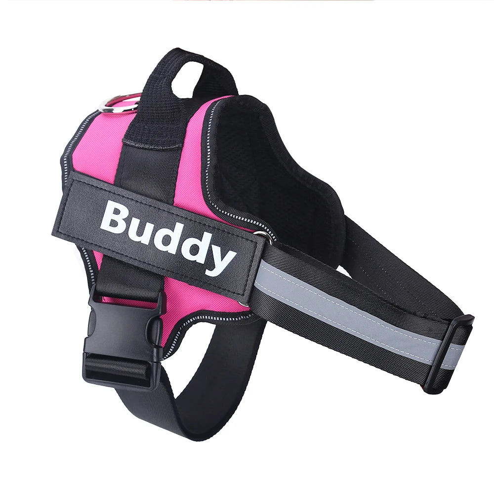 Dog Harness Reflective Breathable Adjustable ID Custom Patch