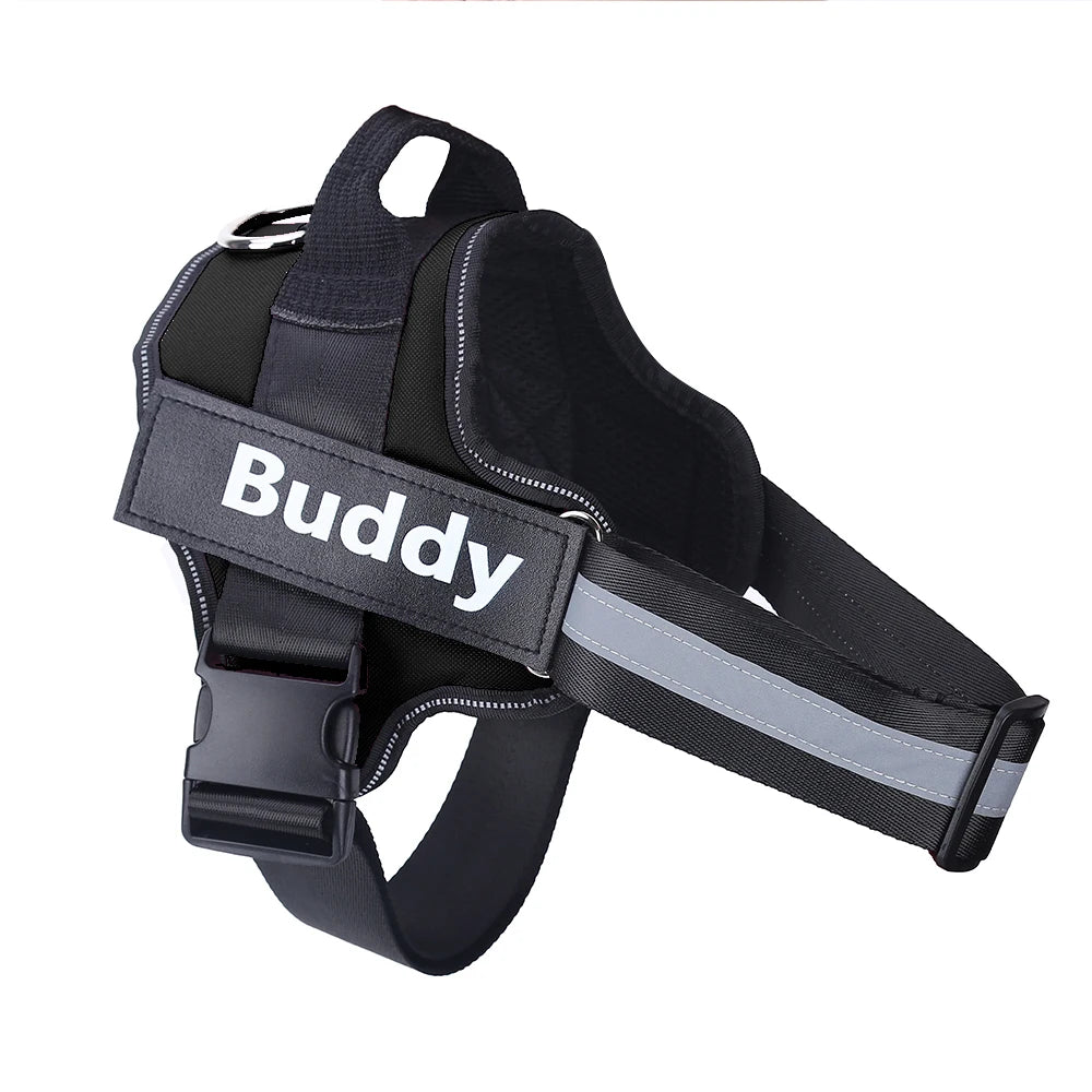 Dog Harness Reflective Breathable Adjustable ID Custom Patch