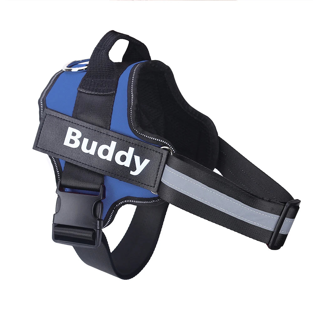 Dog Harness Reflective Breathable Adjustable ID Custom Patch