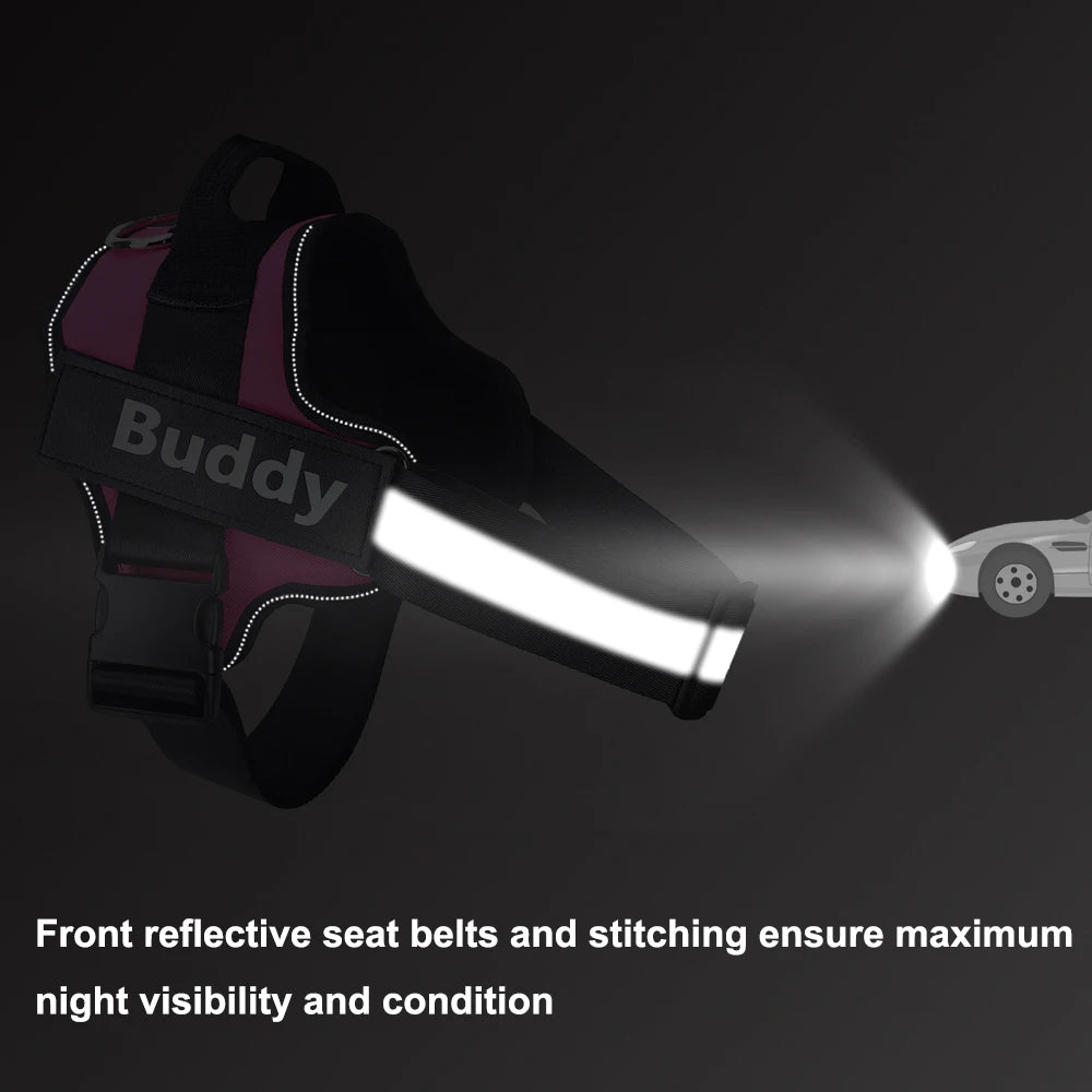 Dog Harness Reflective Breathable Adjustable ID Custom Patch