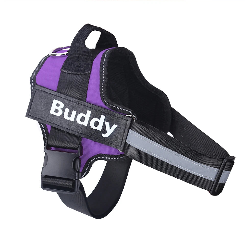 Dog Harness Reflective Breathable Adjustable ID Custom Patch