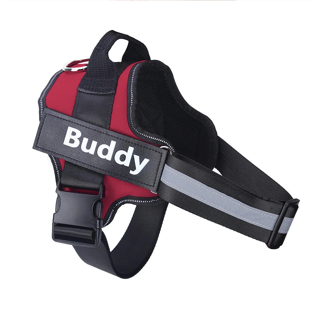 Dog Harness Reflective Breathable Adjustable ID Custom Patch