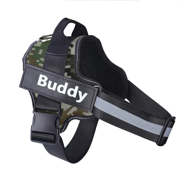 Dog Harness Reflective Breathable Adjustable ID Custom Patch