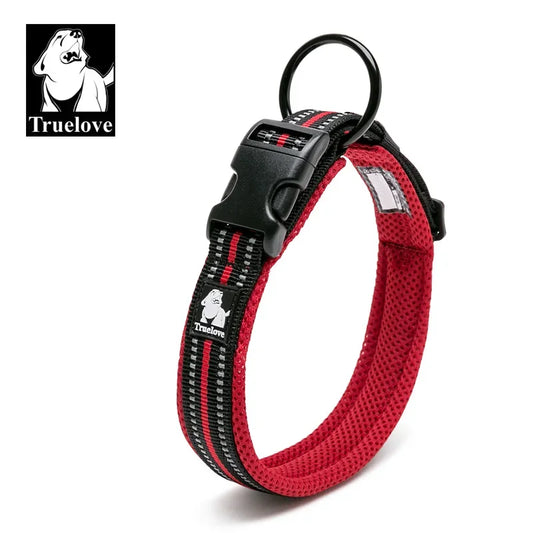 Truelove Cat, Dog Collar, Nylon Adjustable Webbing, Padded Soft Reflective Durable Heavy Duty Training