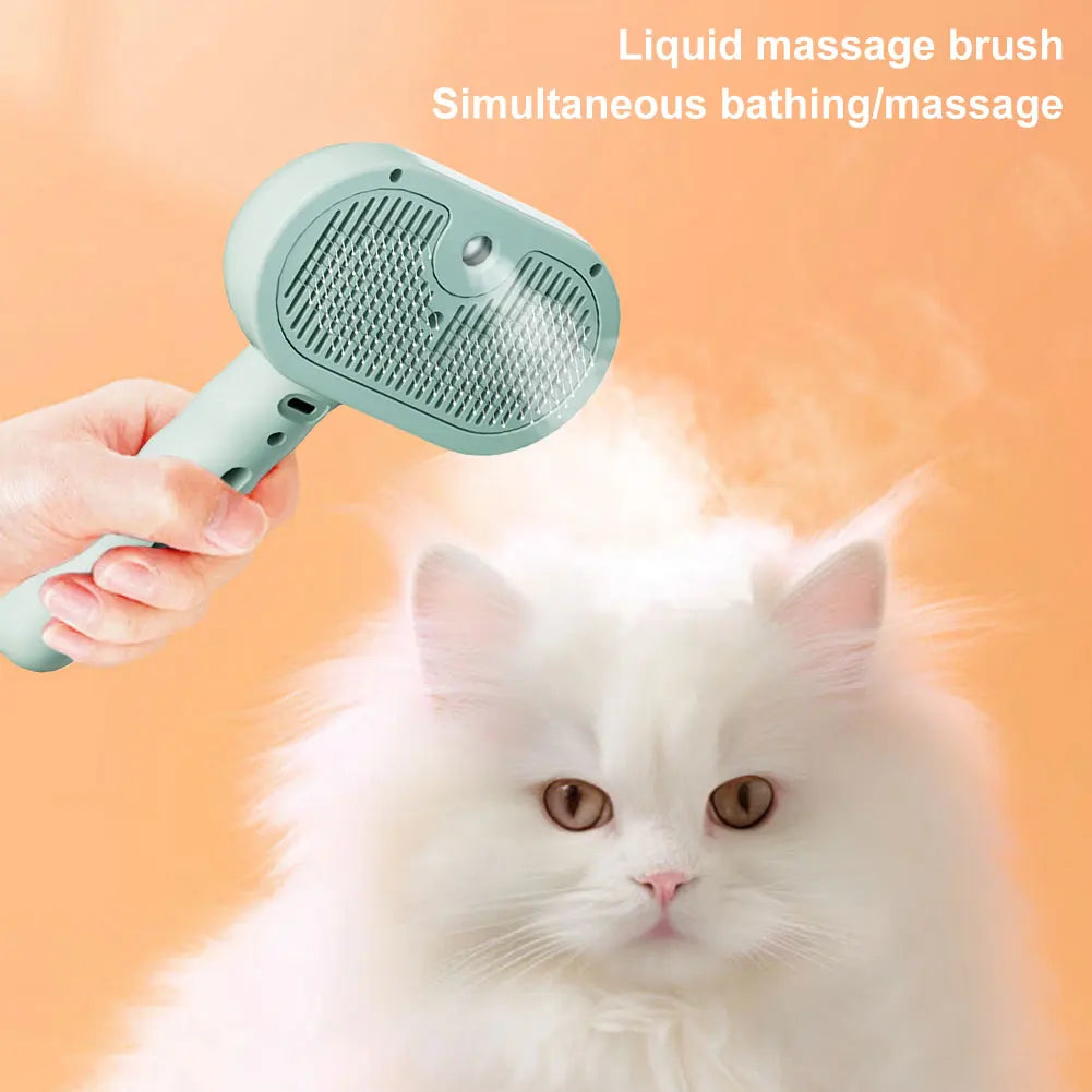 3 in 1 Cat Steam Brush Cat Grooming Brush with Release Button, Cat Brush Pet Hair Cleaning Brush/Comb for Cats Dogs