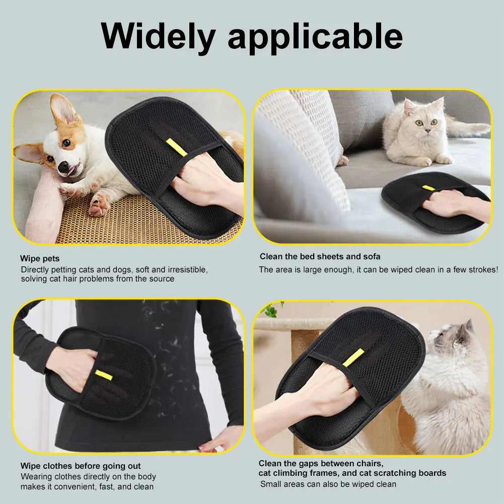 Brush Pet Hair Remover Gloves for Dog Cat with Long/Short/Curly Hair