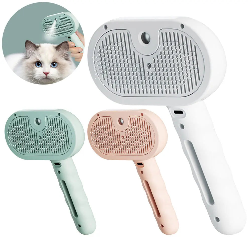 3 in 1 Cat Steam Brush Cat Grooming Brush with Release Button, Cat Brush Pet Hair Cleaning Brush/Comb for Cats Dogs