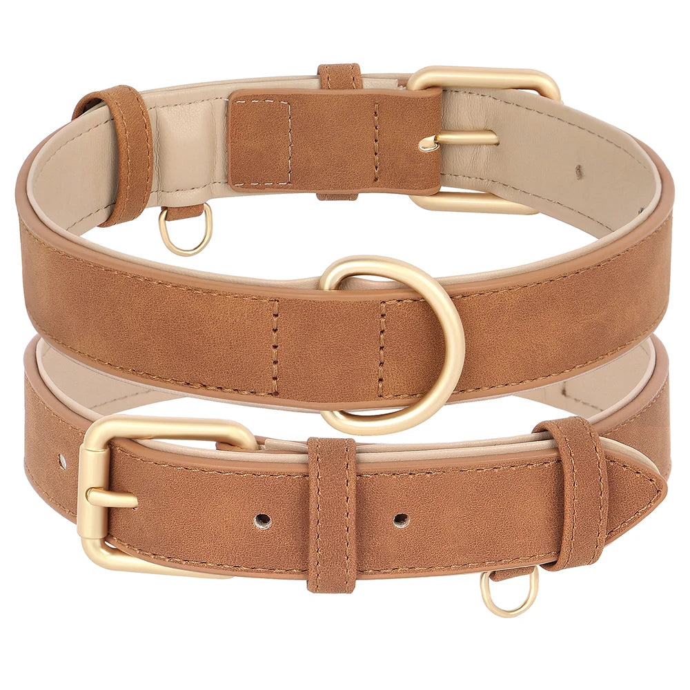 Soft Padded Dog Collar Leash Set PU Leather  Necklace With Walking Lead Rope Adjustable