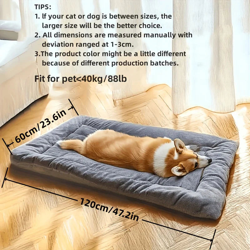 Oversized Plush Do/ Cat Bed, Sofa Crate Pad, Ultra Soft Polyester Pet Mat