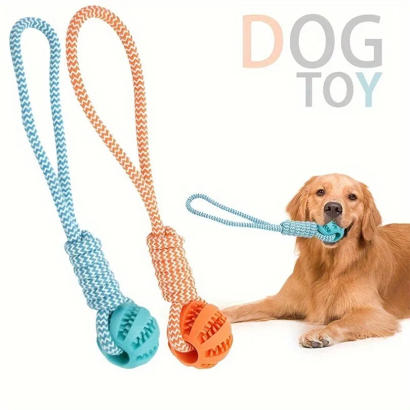 Interactive Dog Treat Ball Chew Resistant Rope Toy with Food Dispensing for Mental Stimulation