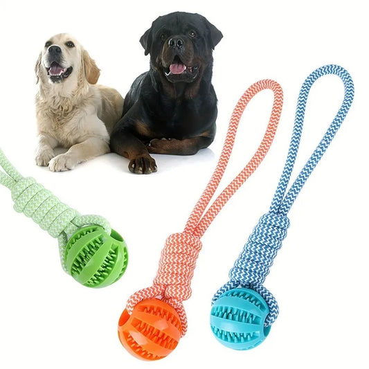 Interactive Dog Treat Ball Chew Resistant Rope Toy with Food Dispensing for Mental Stimulation