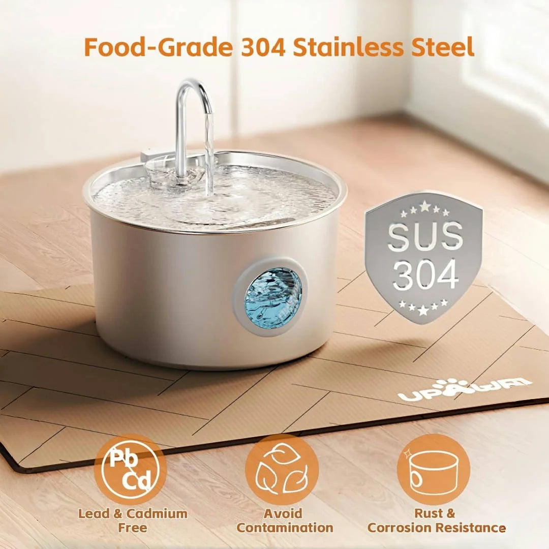 Stainless Steel Cat/Dog Water Fountain, Automatic Dispenser with filters