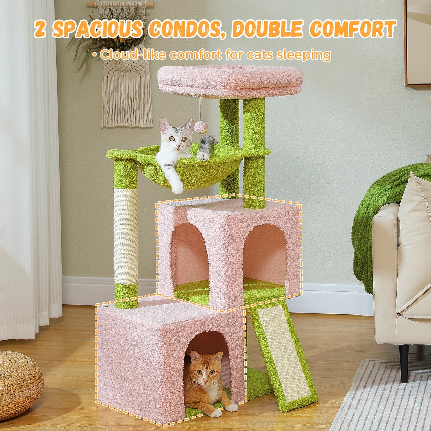 Multi-Level Cat Tower with Sisal Scratching Post,  Scratching Pad
