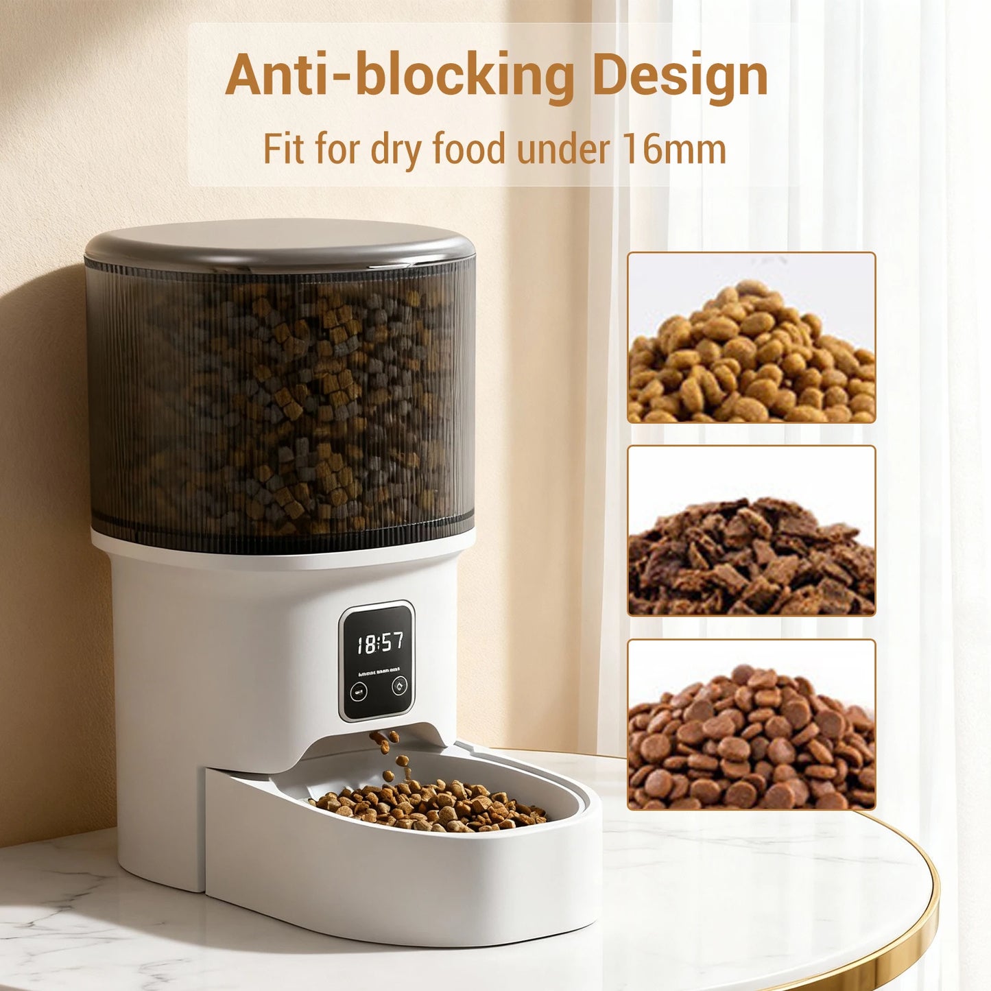 Programmable 4L Automatic Pet Feeder for Small Dogs Cats, Up to 6 Meals Daily, Timer/Portion Control
