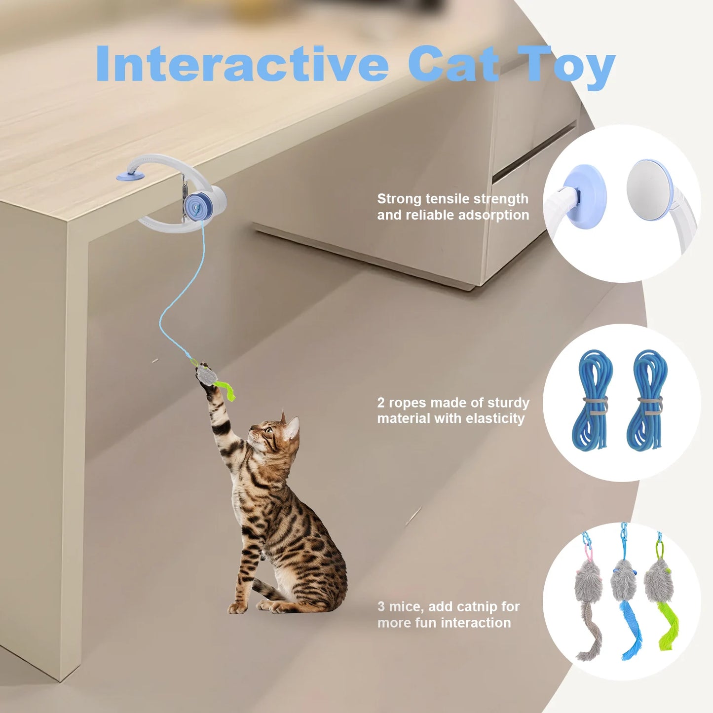 Cat Toys Electric Door Hanging  Interactive USB Rechargeable Self Play Toy Retractable