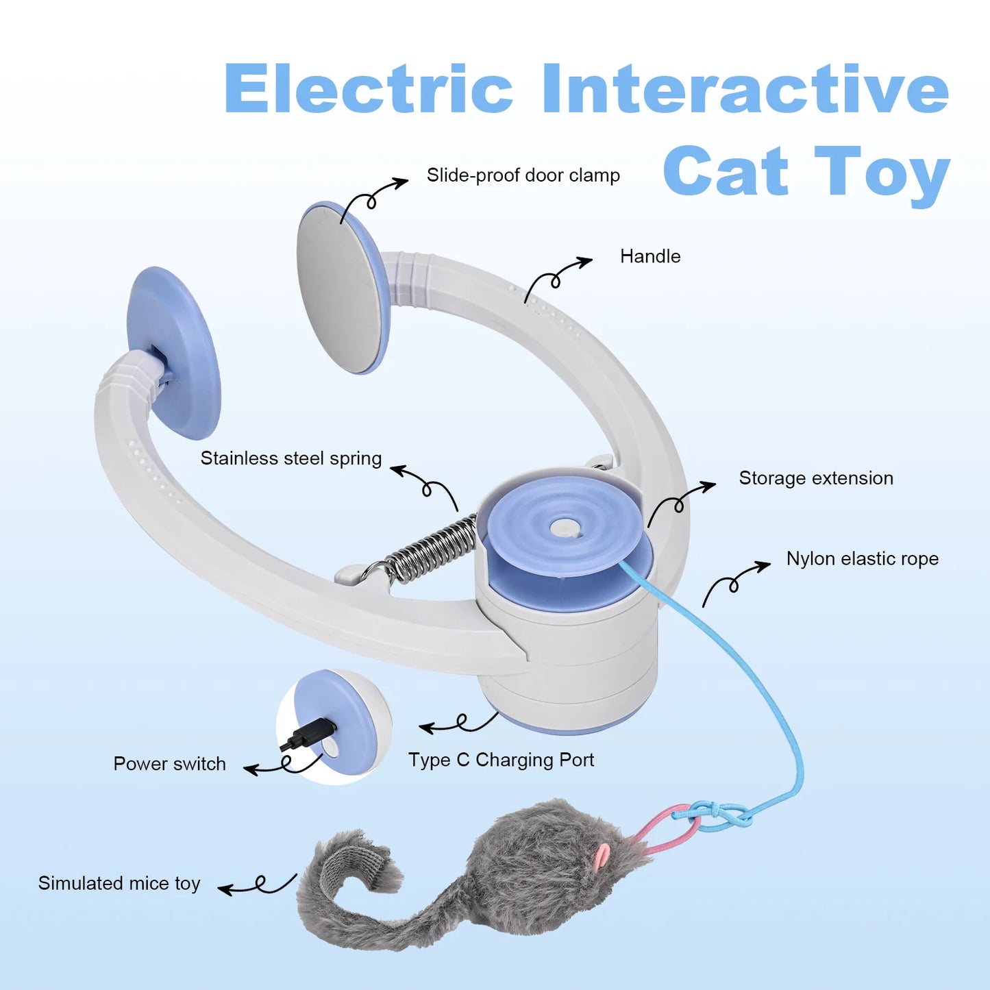 Cat Toys Electric Door Hanging  Interactive USB Rechargeable Self Play Toy Retractable