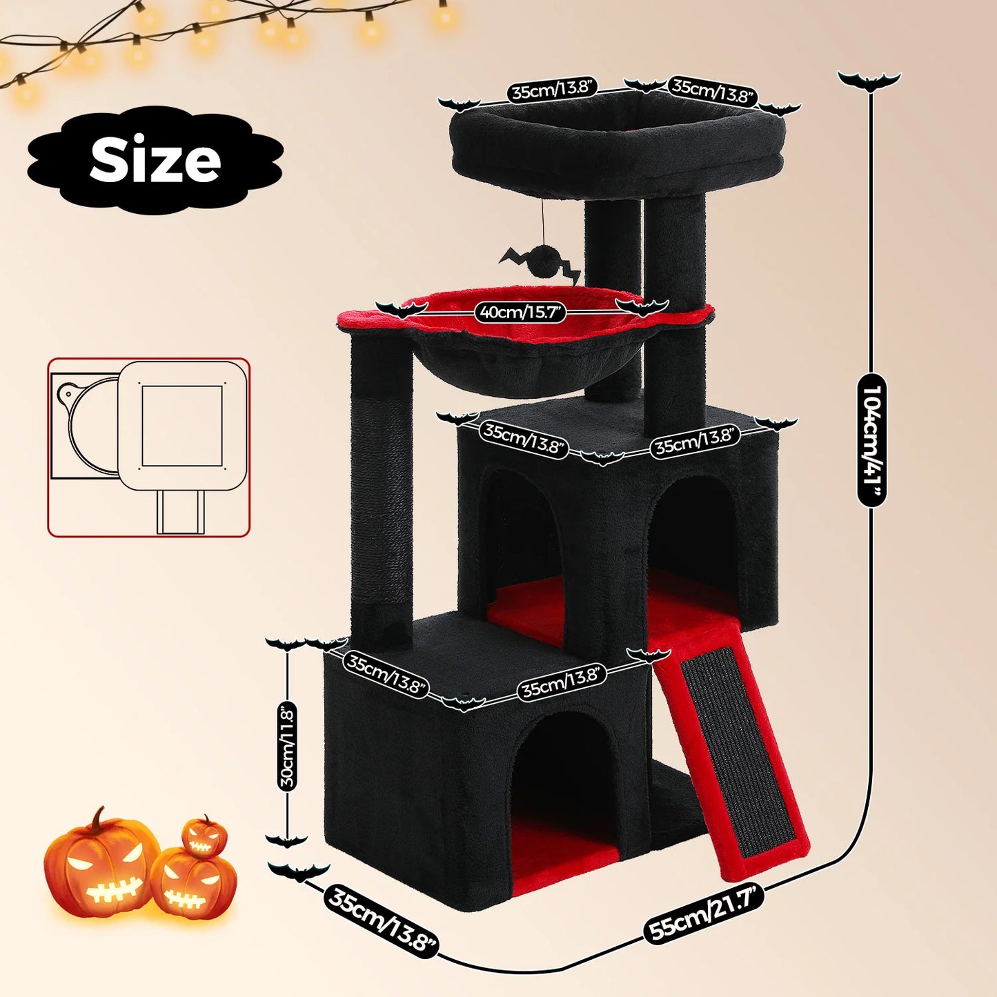 Multi-Level Cat Tower with Sisal Scratching Post,  Scratching Pad
