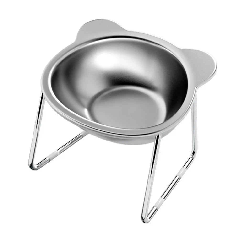 Raised Cat Bowls Tilted Stainless Steel Shatter-resistant Elevated 15°