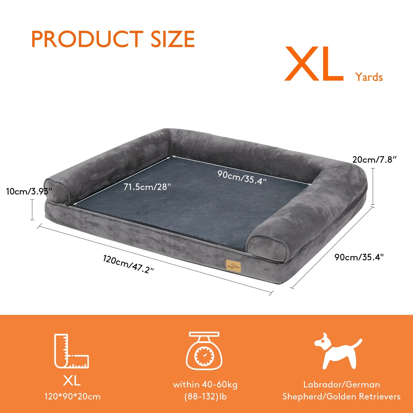Dog Bed Extra Large Orthopedic Pet Mattress Couch with Removable Washable Cover Soft Sponge Foam