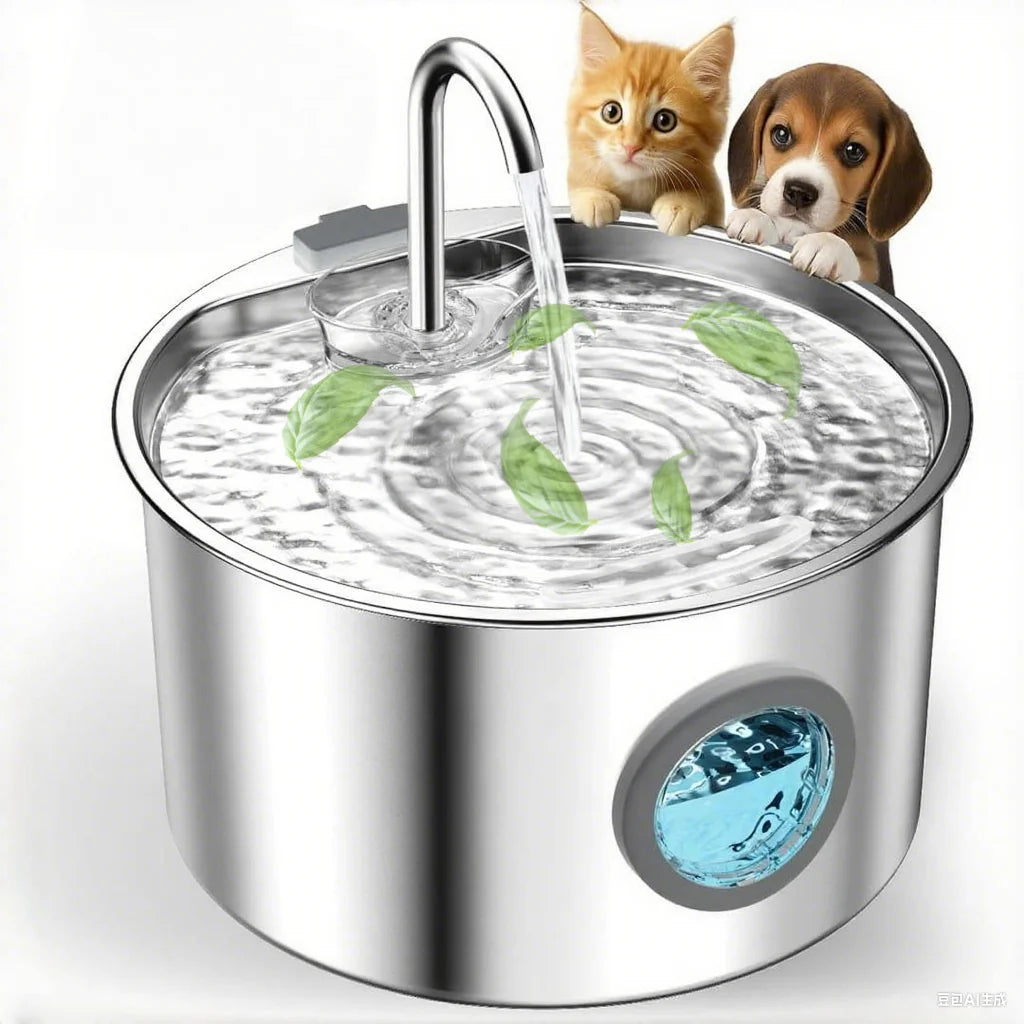 Stainless Steel Cat/Dog Water Fountain, Automatic Dispenser with filters
