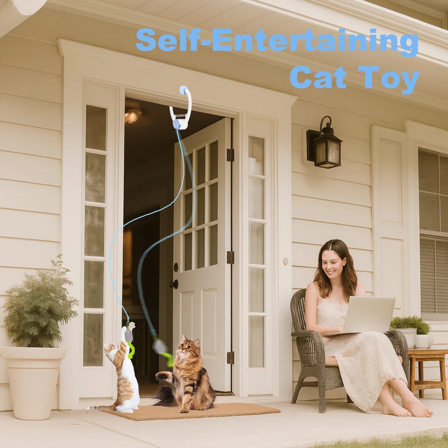 Cat Toys Electric Door Hanging  Interactive USB Rechargeable Self Play Toy Retractable