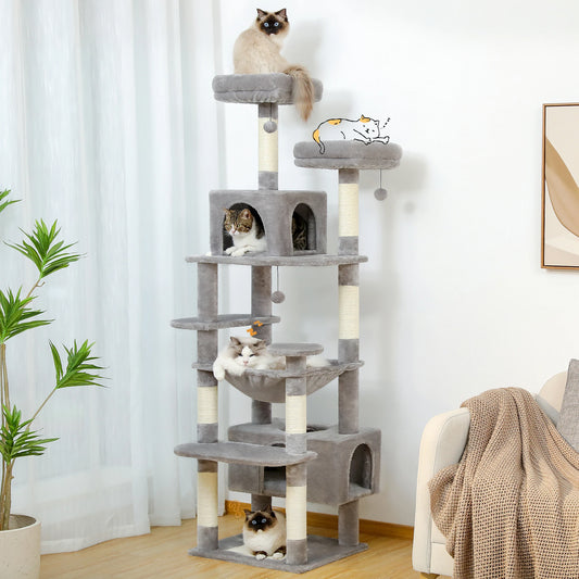 Large Cat Tree and Tower for Indoor Cats With Sisal-Covered Scratching Posts