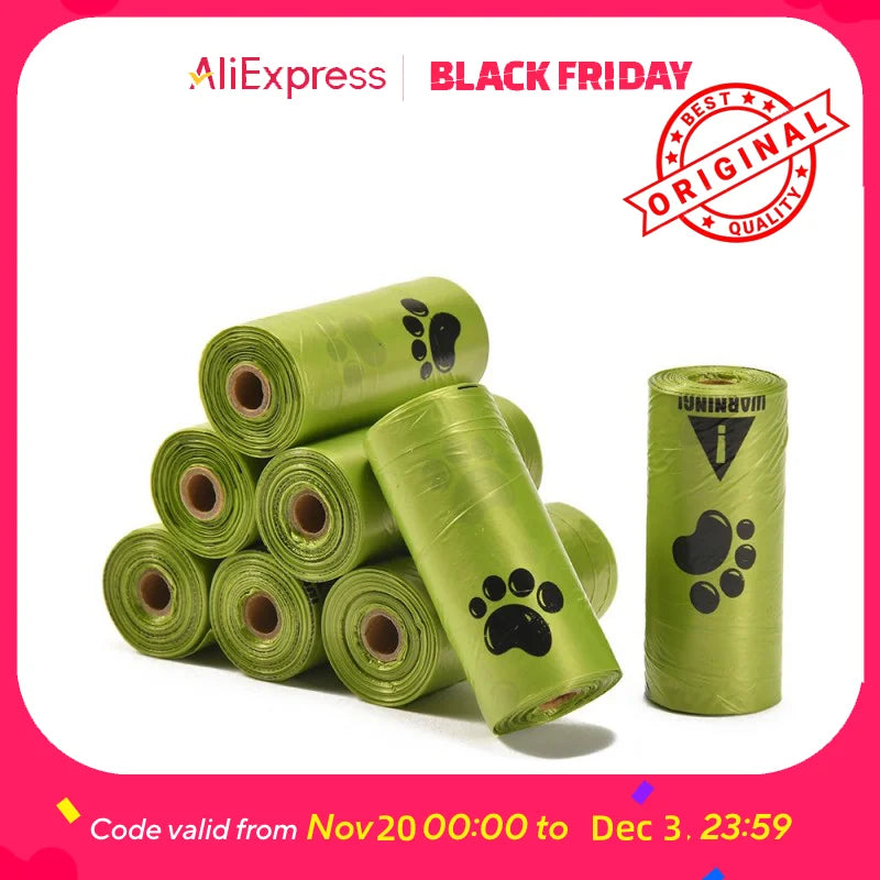 Biodegradable Pet Waste Bags  - Extra Thick Poop Bags for Dogs & Cats, Portable Roll with Dispenser, Eco-Friendly