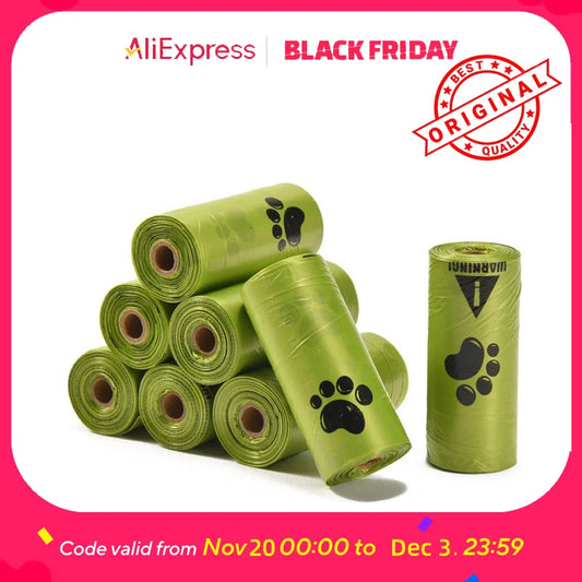 Biodegradable Pet Waste Bags  - Extra Thick Poop Bags for Dogs & Cats, Portable Roll with Dispenser, Eco-Friendly
