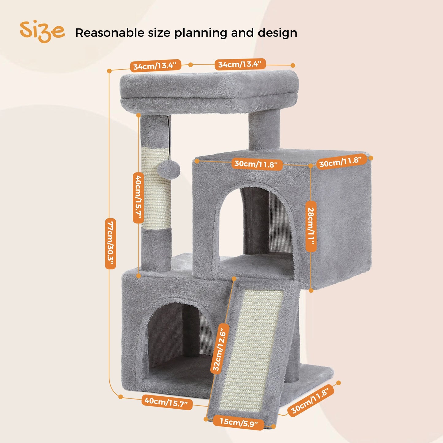 Multi-Level Cat Tower with Sisal Scratching Post,  Scratching Pad
