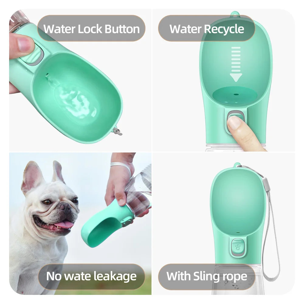 Portable Water Bottle - Small Large Dogs Cat Leakproof Walking Drinking Bowls