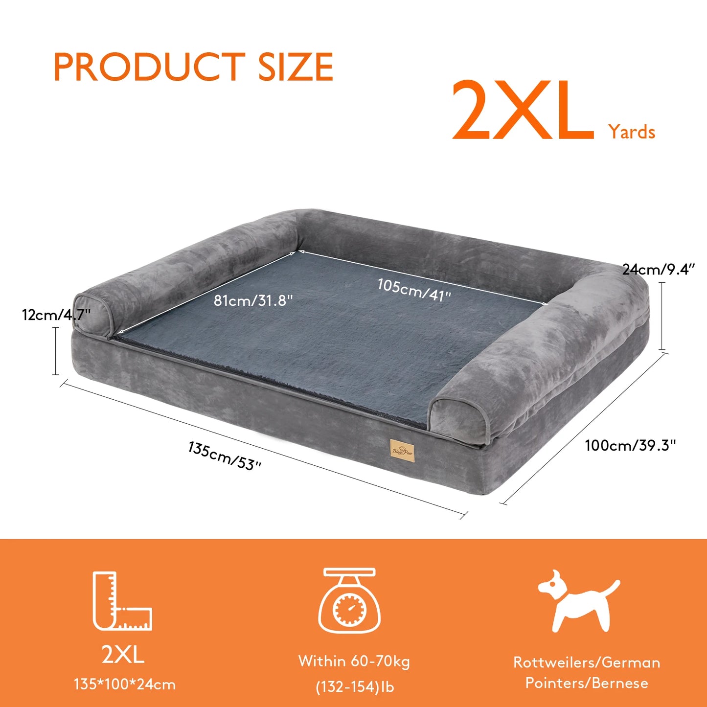 Dog Bed Extra Large Orthopedic Pet Mattress Couch with Removable Washable Cover Soft Sponge Foam