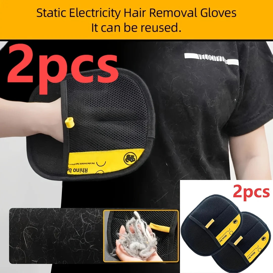 2-Piece Pet Hair Removal Gloves – Double-Sided Cat Brushes