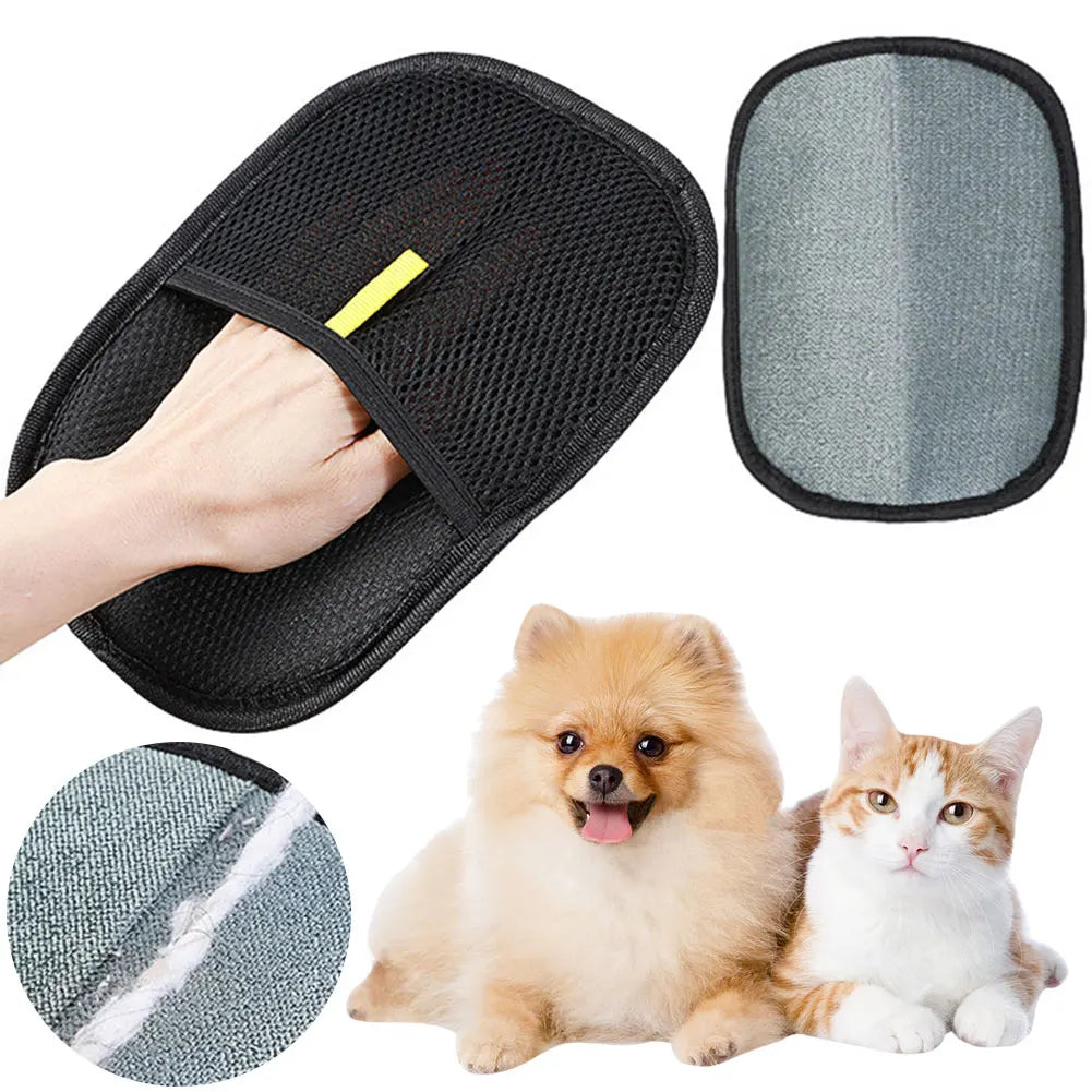 Brush Pet Hair Remover Gloves for Dog Cat with Long/Short/Curly Hair