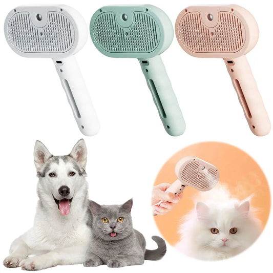 3 in 1 Cat Steam Brush Cat Grooming Brush with Release Button, Cat Brush Pet Hair Cleaning Brush/Comb for Cats Dogs