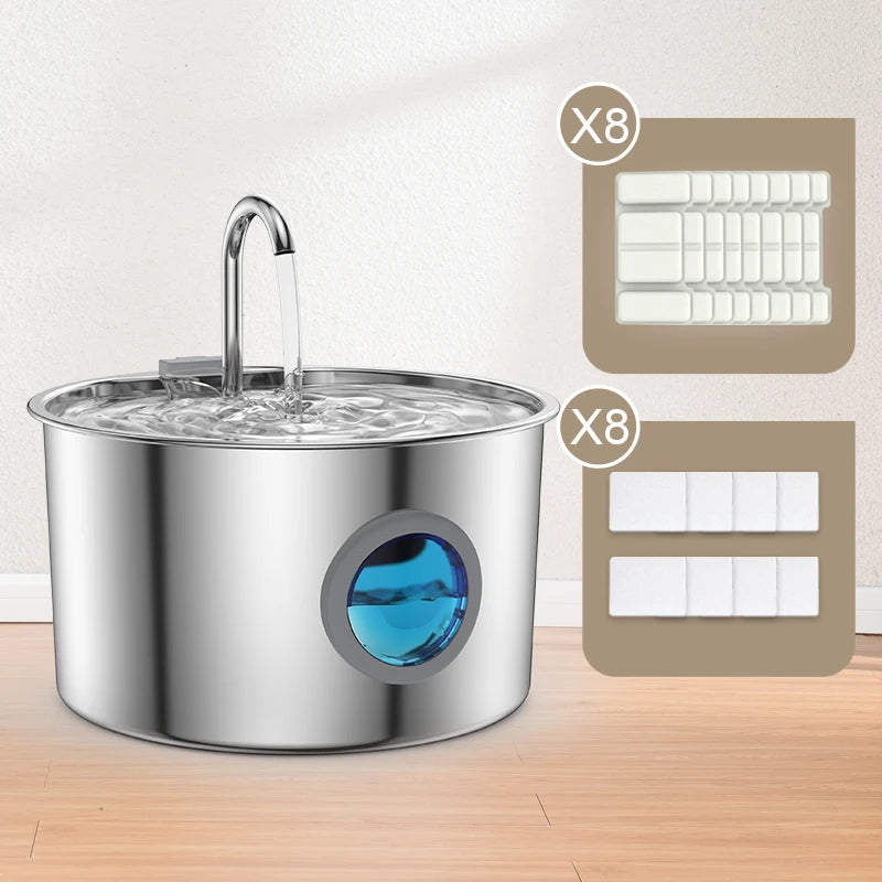 Stainless Steel Cat/Dog Water Fountain, Automatic Dispenser with filters