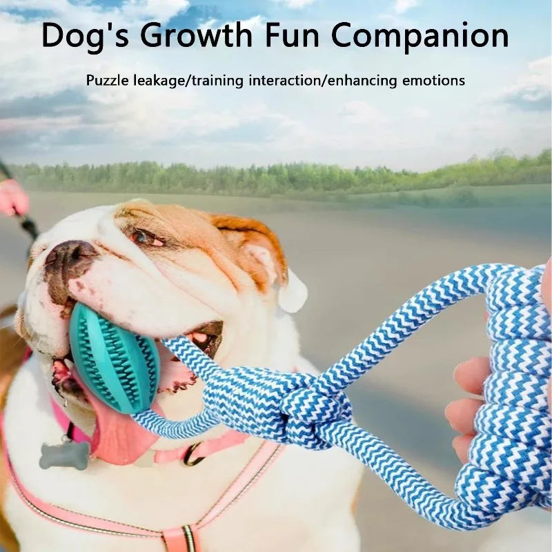 Interactive Dog Treat Ball Chew Resistant Rope Toy with Food Dispensing for Mental Stimulation
