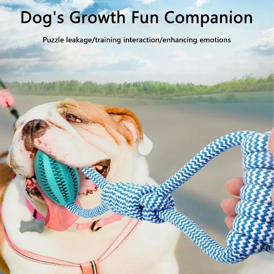 Interactive Dog Treat Ball Chew Resistant Rope Toy with Food Dispensing for Mental Stimulation