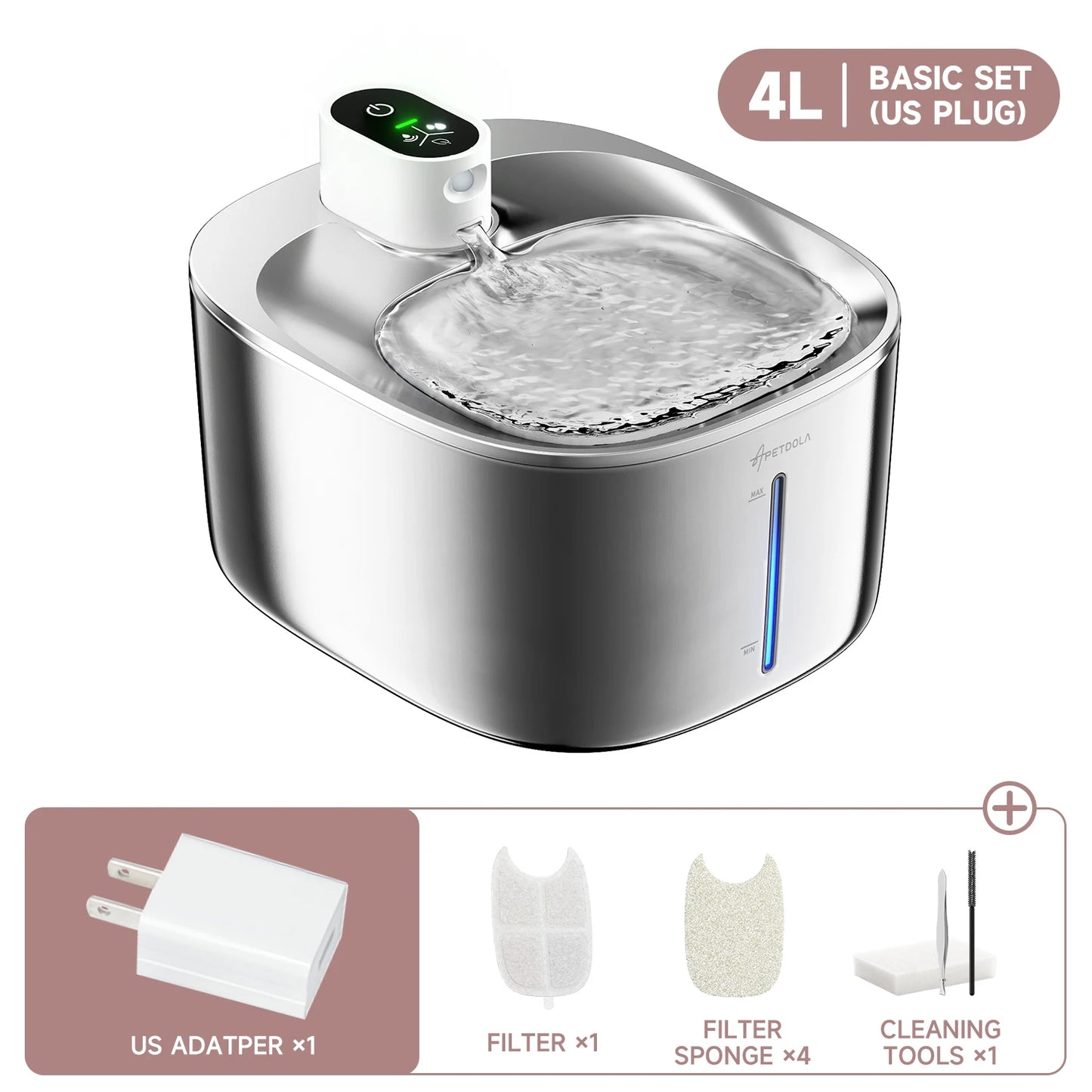 APETDOLA 4L Wireless Cat Water Fountain Auto Sensor For Cats and Dog