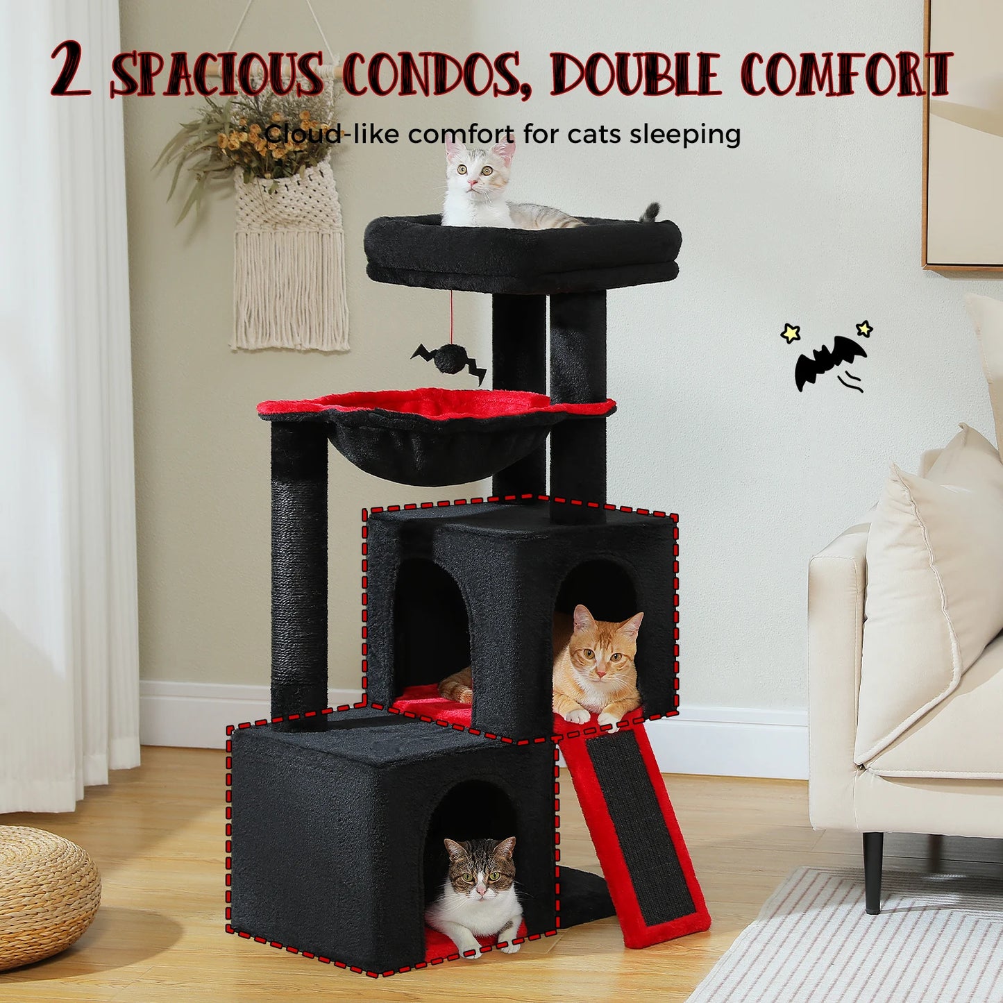 Multi-Level Cat Tower with Sisal Scratching Post,  Scratching Pad
