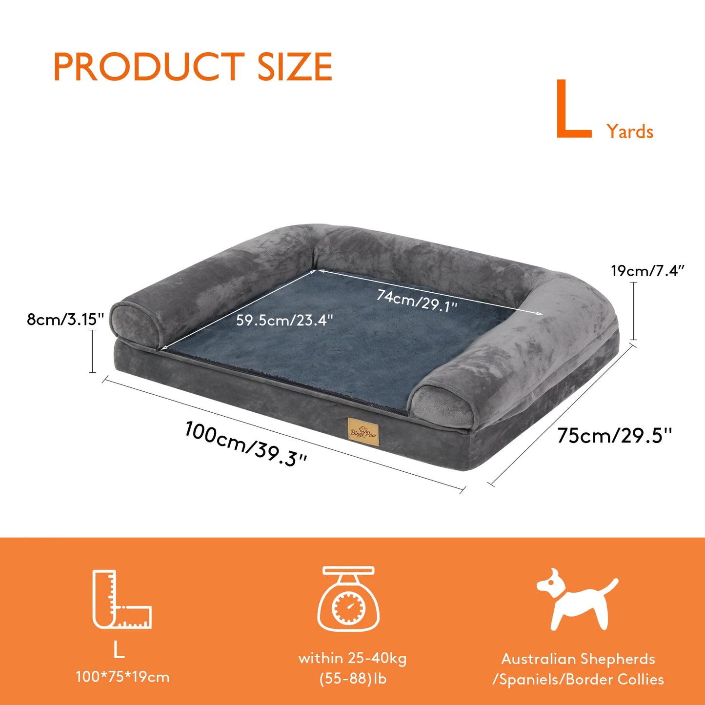 Dog Bed Extra Large Orthopedic Pet Mattress Couch with Removable Washable Cover Soft Sponge Foam
