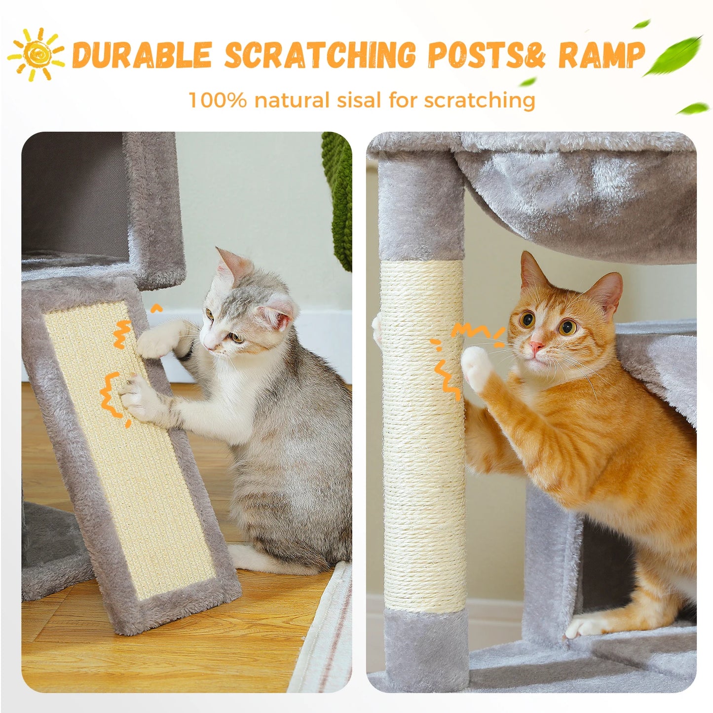 Multi-Level Cat Tower with Sisal Scratching Post,  Scratching Pad