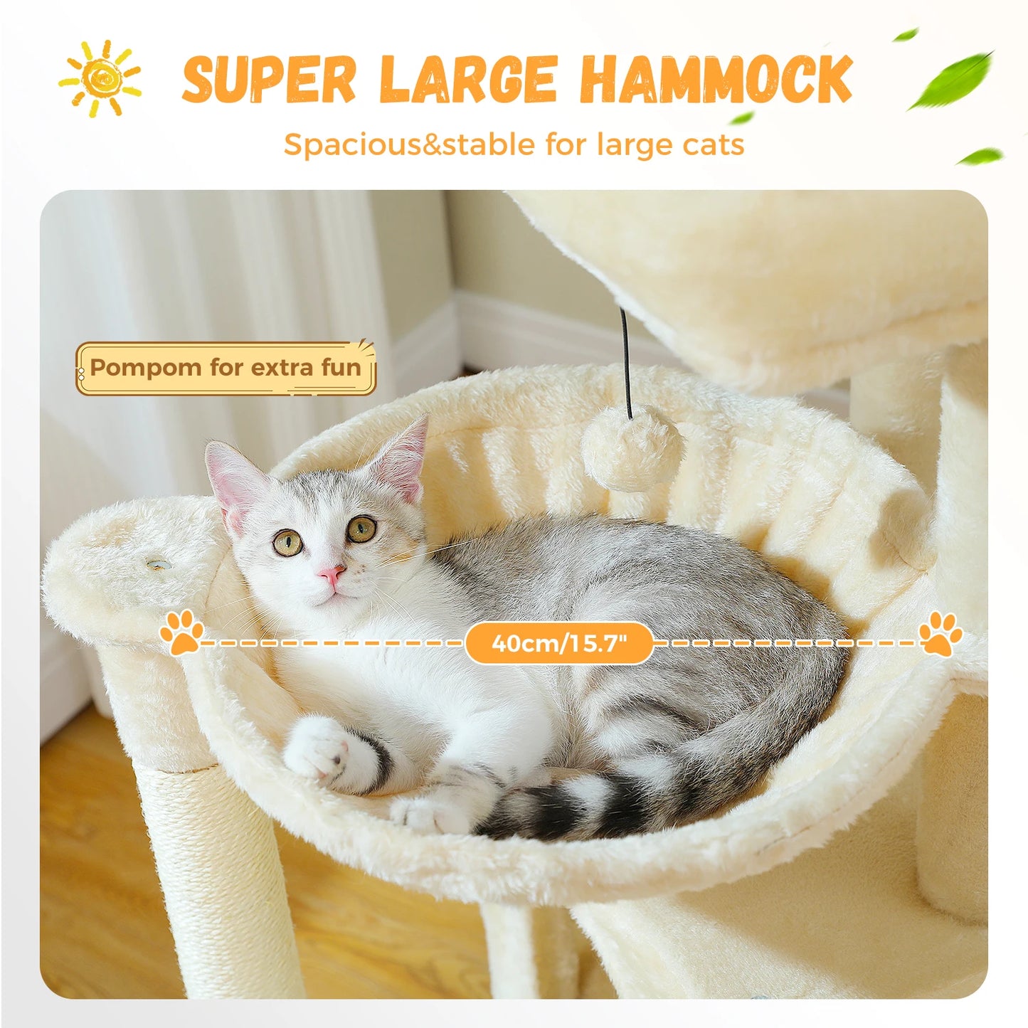 Multi-Level Cat Tower with Sisal Scratching Post,  Scratching Pad