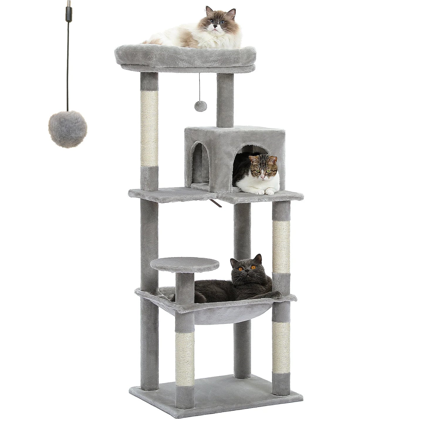 Cat Tree for Indoor, 5-Level Cat Tower for Large Cats, Sisal Covered Scratching Posts