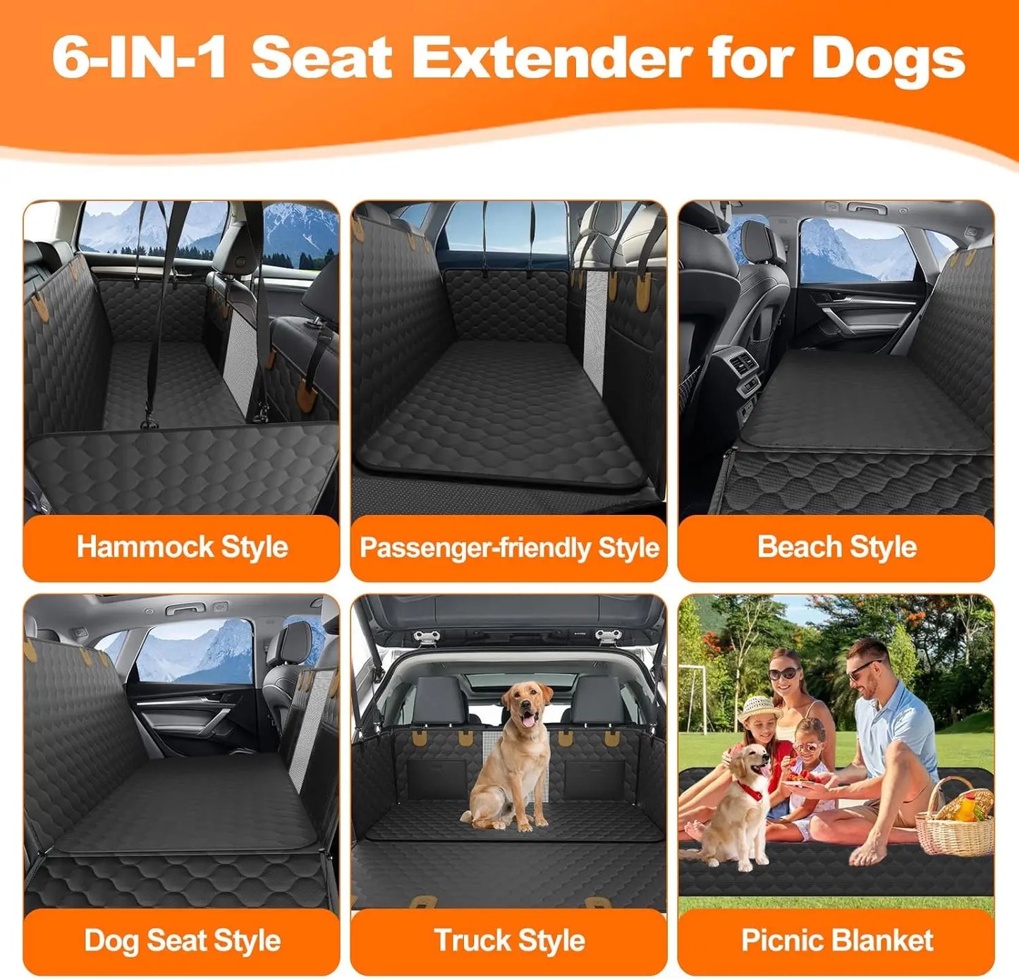 Waterproof Pet Travel Accessories, Foldable Dog Car Seat, Safety Hammock, Trunk Mat Car, Rear Back Seat Protector
