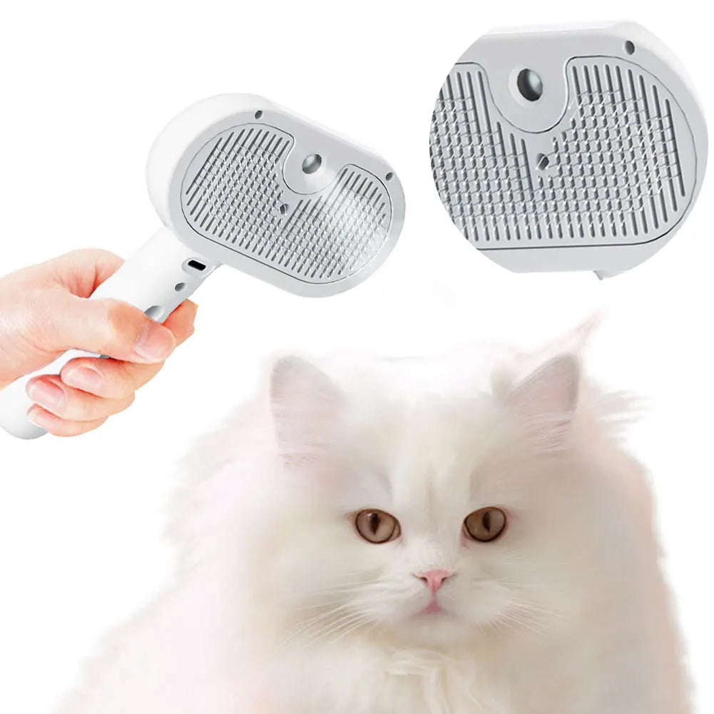 3 in 1 Cat Steam Brush Cat Grooming Brush with Release Button, Cat Brush Pet Hair Cleaning Brush/Comb for Cats Dogs