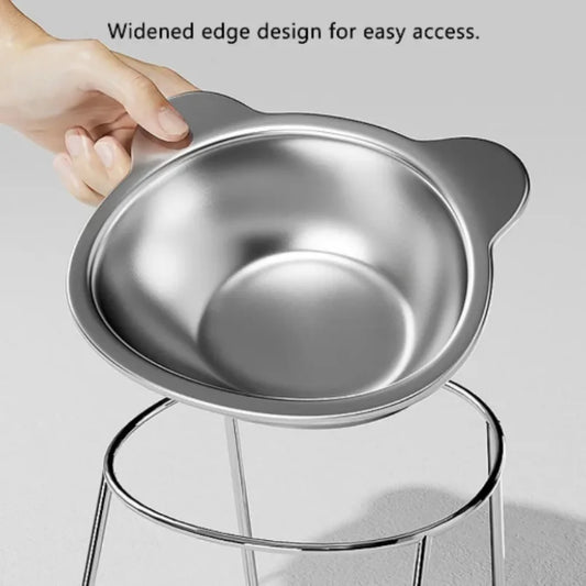 Raised Cat Bowls Tilted Stainless Steel Shatter-resistant Elevated 15°