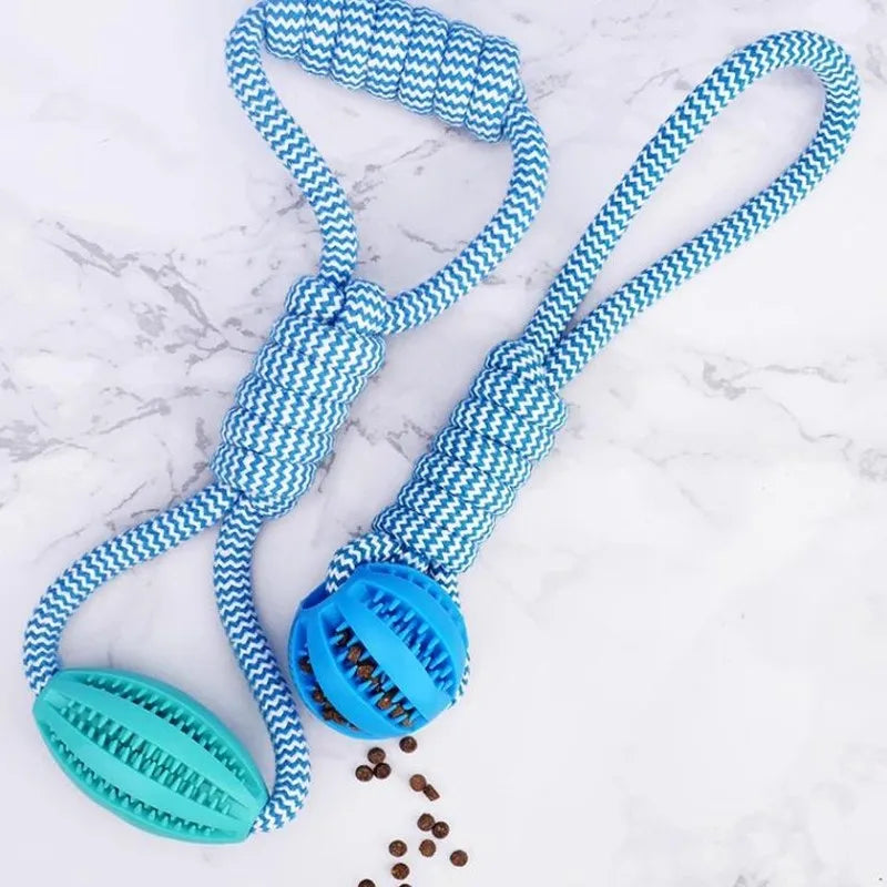 Interactive Dog Treat Ball Chew Resistant Rope Toy with Food Dispensing for Mental Stimulation